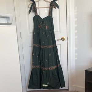 Embroidered Green Maxi Dress